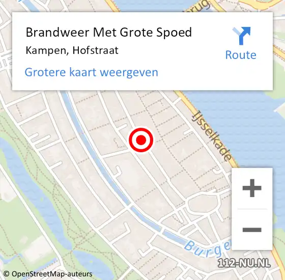 Locatie op kaart van de 112 melding: Brandweer Met Grote Spoed Naar Kampen, Hofstraat op 25 juni 2018 16:26