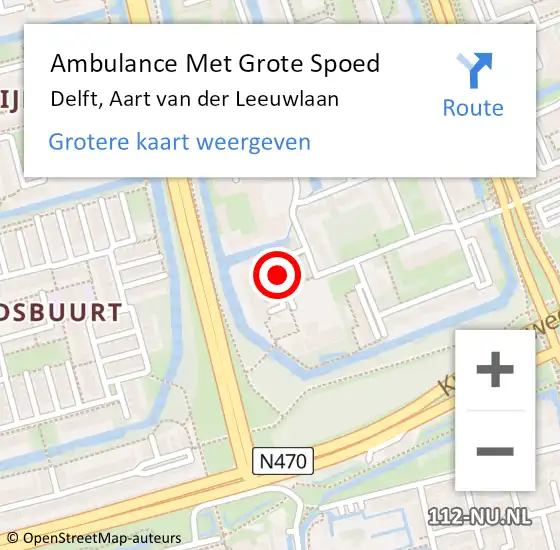 Locatie op kaart van de 112 melding: Ambulance Met Grote Spoed Naar Delft, Aart Van Der Leeuwlaan op 25 juni 2018 16:33