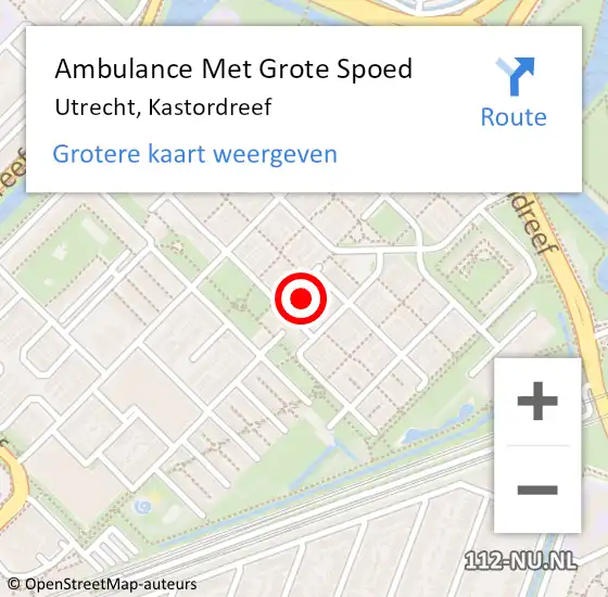 Locatie op kaart van de 112 melding: Ambulance Met Grote Spoed Naar Utrecht, Kastordreef op 25 juni 2018 16:42