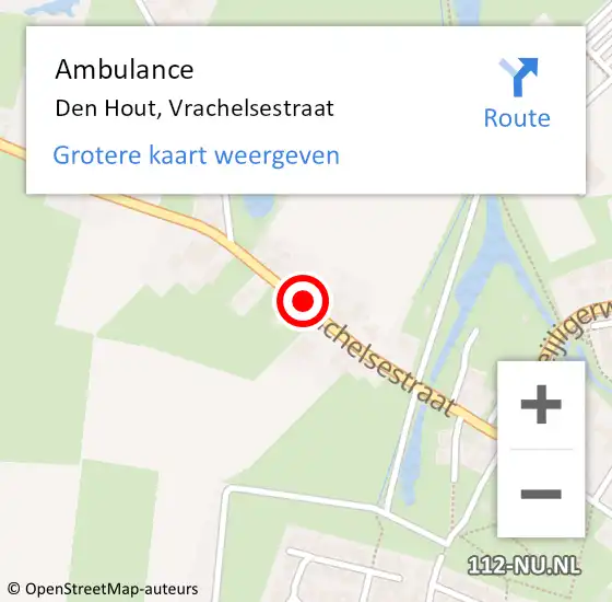 Locatie op kaart van de 112 melding: Ambulance Den Hout, Vrachelsestraat op 25 juni 2018 17:08