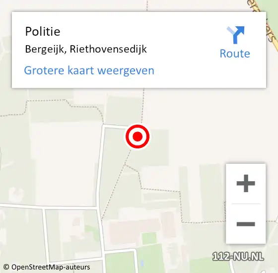 Locatie op kaart van de 112 melding: Politie Bergeijk, Riethovensedijk op 25 juni 2018 17:09