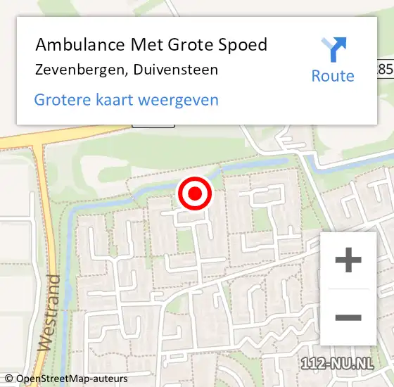 Locatie op kaart van de 112 melding: Ambulance Met Grote Spoed Naar Zevenbergen, Duivensteen op 25 juni 2018 17:22