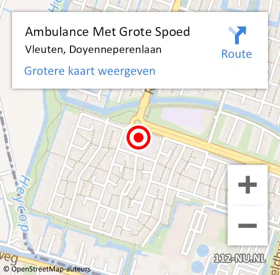 Locatie op kaart van de 112 melding: Ambulance Met Grote Spoed Naar Vleuten, Doyenneperenlaan op 25 juni 2018 17:36