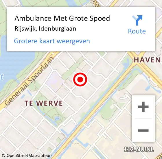 Locatie op kaart van de 112 melding: Ambulance Met Grote Spoed Naar Rijswijk, Idenburglaan op 25 juni 2018 17:56