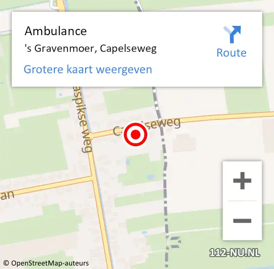 Locatie op kaart van de 112 melding: Ambulance 's Gravenmoer, Capelseweg op 28 februari 2014 18:31