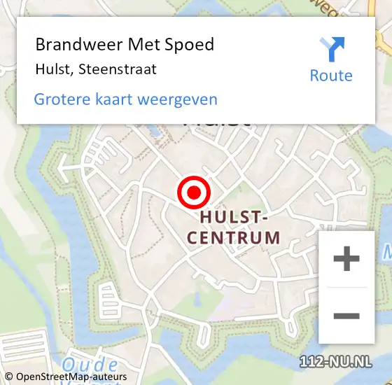 Locatie op kaart van de 112 melding: Brandweer Met Spoed Naar Hulst, Steenstraat op 25 juni 2018 19:16