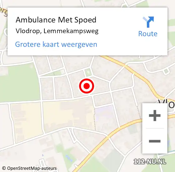 Locatie op kaart van de 112 melding: Ambulance Met Spoed Naar Vlodrop, Lemmekampsweg op 25 juni 2018 19:27