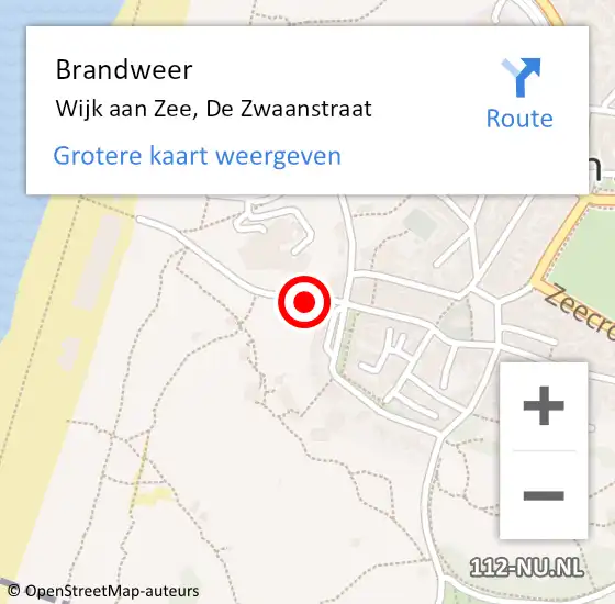 Locatie op kaart van de 112 melding: Brandweer Wijk aan Zee, De Zwaanstraat op 25 juni 2018 19:52