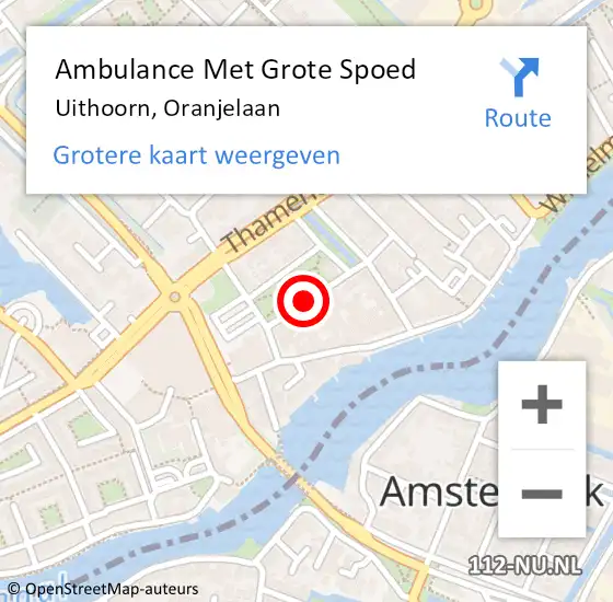 Locatie op kaart van de 112 melding: Ambulance Met Grote Spoed Naar Uithoorn, Oranjelaan op 25 juni 2018 21:50