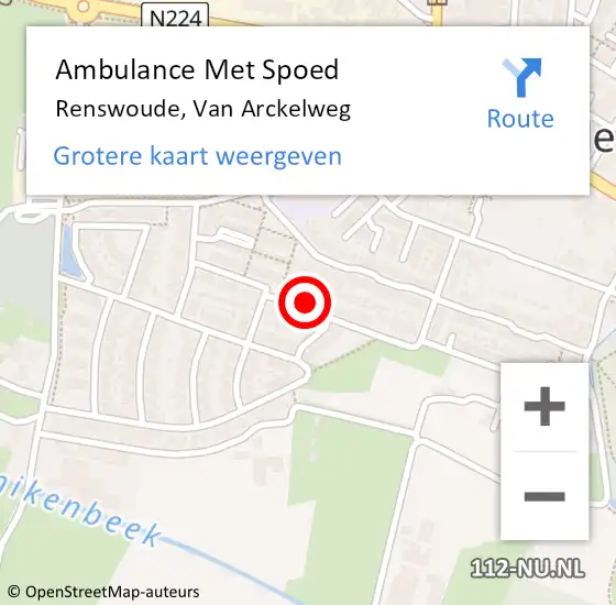 Locatie op kaart van de 112 melding: Ambulance Met Spoed Naar Renswoude, Van Arckelweg op 28 februari 2014 18:51