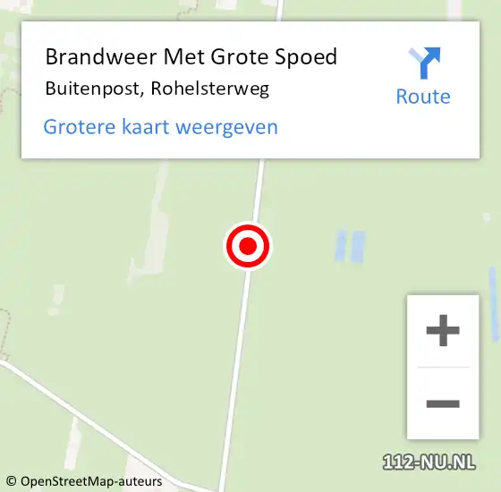 Locatie op kaart van de 112 melding: Brandweer Met Grote Spoed Naar Buitenpost, Rohelsterweg op 25 juni 2018 22:01