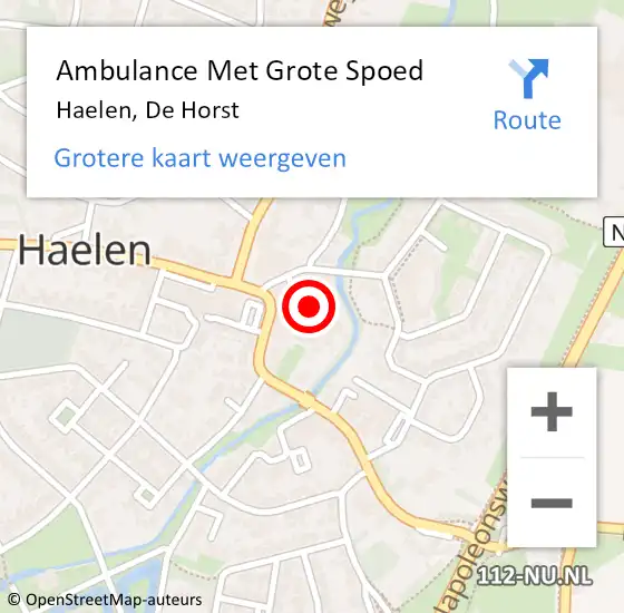 Locatie op kaart van de 112 melding: Ambulance Met Grote Spoed Naar Haelen, De Horst op 25 juni 2018 22:13