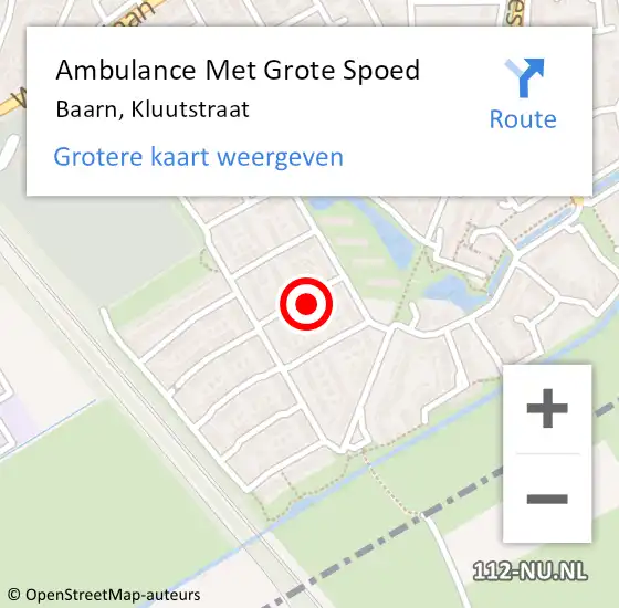 Locatie op kaart van de 112 melding: Ambulance Met Grote Spoed Naar Baarn, Kluutstraat op 25 juni 2018 22:44