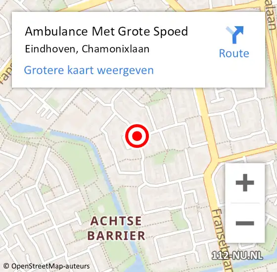 Locatie op kaart van de 112 melding: Ambulance Met Grote Spoed Naar Eindhoven, Chamonixlaan op 25 juni 2018 22:56