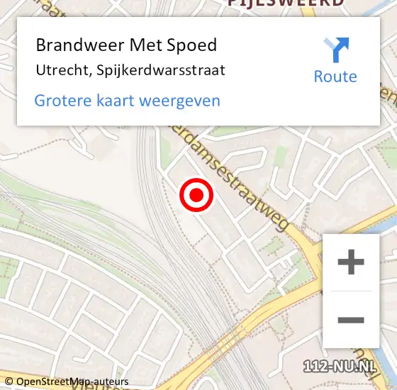 Locatie op kaart van de 112 melding: Brandweer Met Spoed Naar Utrecht, Spijkerdwarsstraat op 26 juni 2018 00:22