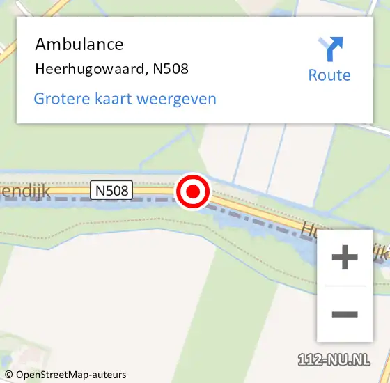 Locatie op kaart van de 112 melding: Ambulance Heerhugowaard, N508 op 26 juni 2018 00:22