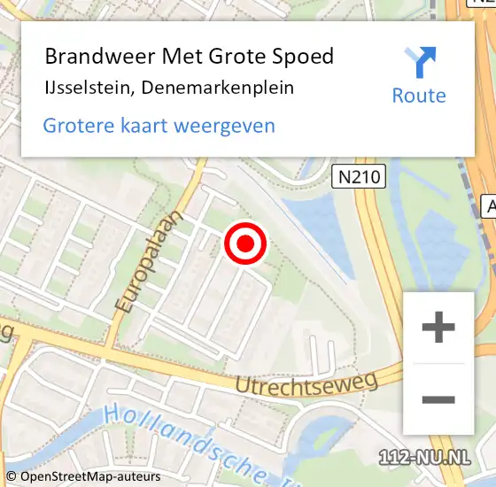 Locatie op kaart van de 112 melding: Brandweer Met Grote Spoed Naar IJsselstein, Denemarkenplein op 26 juni 2018 00:33