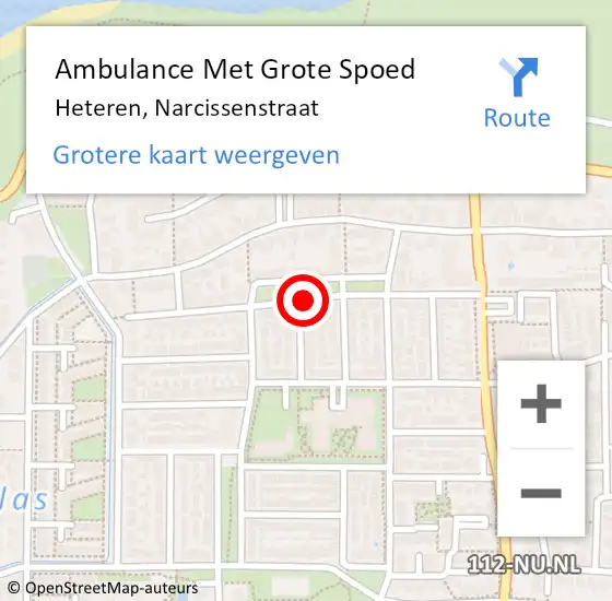 Locatie op kaart van de 112 melding: Ambulance Met Grote Spoed Naar Heteren, Narcissenstraat op 26 juni 2018 02:44