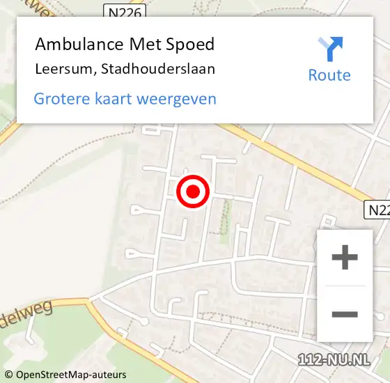 Locatie op kaart van de 112 melding: Ambulance Met Spoed Naar Leersum, Stadhouderslaan op 26 juni 2018 03:09