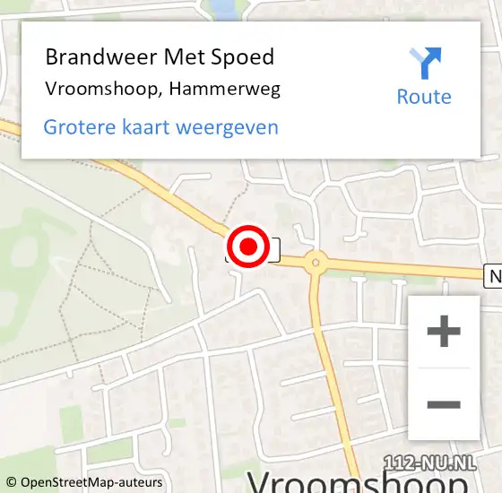 Locatie op kaart van de 112 melding: Brandweer Met Spoed Naar Vroomshoop, Hammerweg op 26 juni 2018 04:15