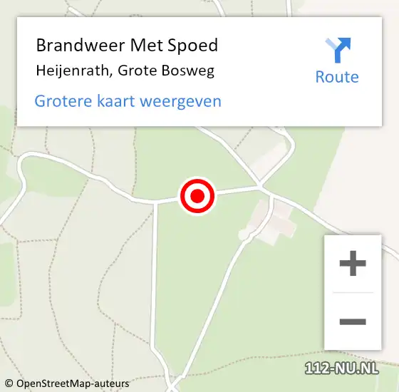 Locatie op kaart van de 112 melding: Brandweer Met Spoed Naar Heijenrath, Grote Bosweg op 26 juni 2018 06:25