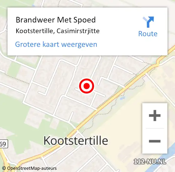 Locatie op kaart van de 112 melding: Brandweer Met Spoed Naar Kootstertille, Casimirstrjitte op 26 juni 2018 10:13