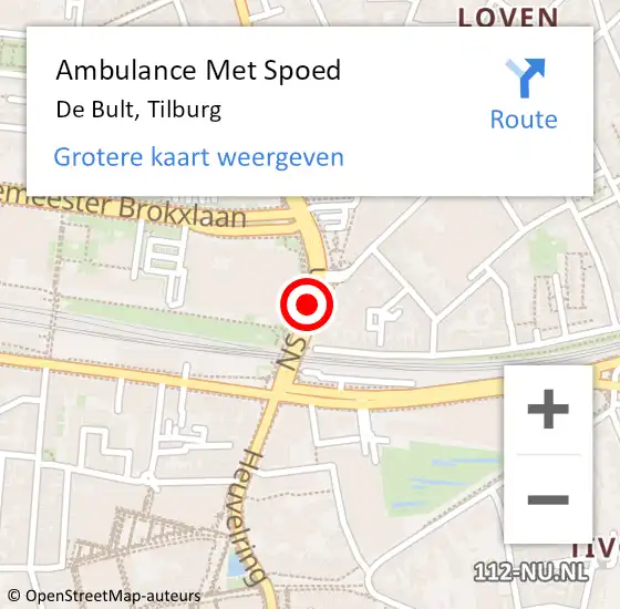 Locatie op kaart van de 112 melding: Ambulance Met Spoed Naar De Bult, Tilburg op 28 februari 2014 19:38