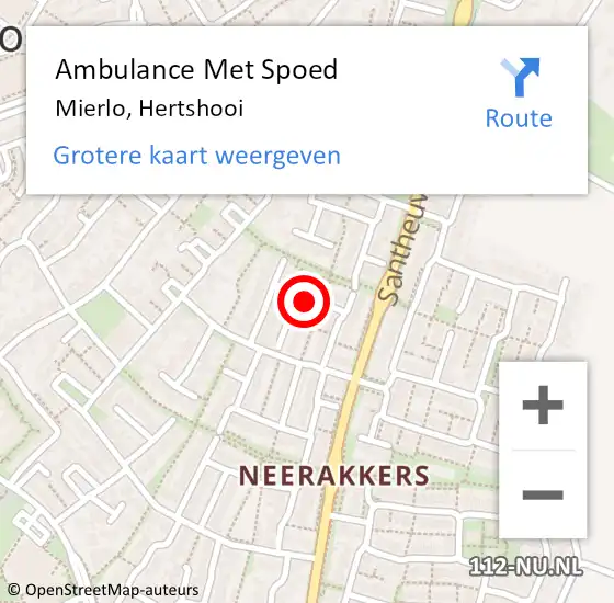 Locatie op kaart van de 112 melding: Ambulance Met Spoed Naar Mierlo, Hertshooi op 26 juni 2018 10:16