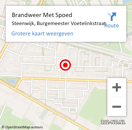 Locatie op kaart van de 112 melding: Brandweer Met Spoed Naar Steenwijk, Burgemeester Voetelinkstraat op 26 juni 2018 10:36