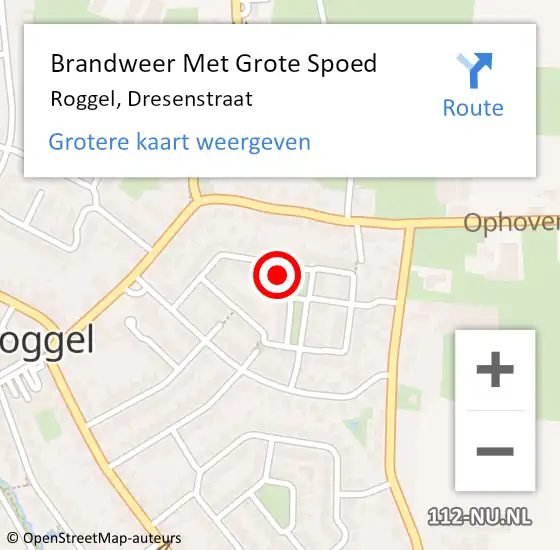 Locatie op kaart van de 112 melding: Brandweer Met Grote Spoed Naar Roggel, Dresenstraat op 26 juni 2018 11:04