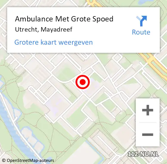 Locatie op kaart van de 112 melding: Ambulance Met Grote Spoed Naar Utrecht, Mayadreef op 26 juni 2018 11:17