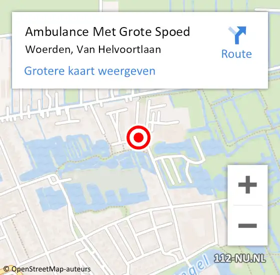 Locatie op kaart van de 112 melding: Ambulance Met Grote Spoed Naar Woerden, Van Helvoortlaan op 26 juni 2018 11:18