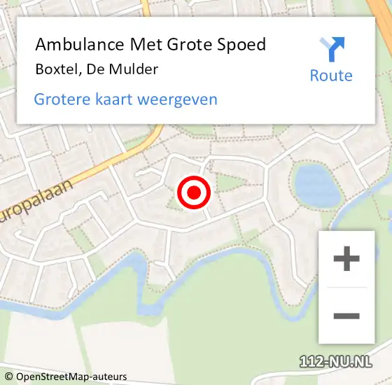 Locatie op kaart van de 112 melding: Ambulance Met Grote Spoed Naar Boxtel, De Mulder op 26 juni 2018 11:42