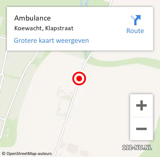 Locatie op kaart van de 112 melding: Ambulance Koewacht, Klapstraat op 26 juni 2018 12:29