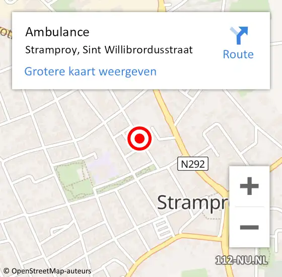 Locatie op kaart van de 112 melding: Ambulance Stramproy, Sint Willibrordusstraat op 26 juni 2018 13:06