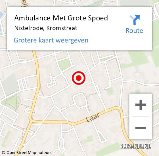 Locatie op kaart van de 112 melding: Ambulance Met Grote Spoed Naar Nistelrode, Kromstraat op 26 juni 2018 13:30