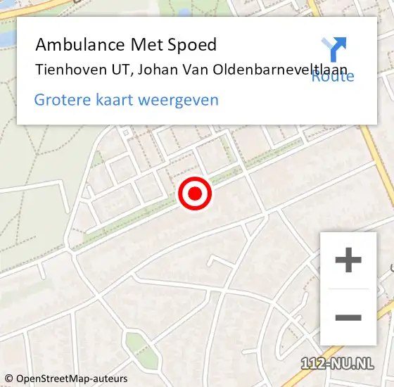 Locatie op kaart van de 112 melding: Ambulance Met Spoed Naar Tienhoven UT, Johan Van Oldenbarneveltlaan op 26 juni 2018 13:30