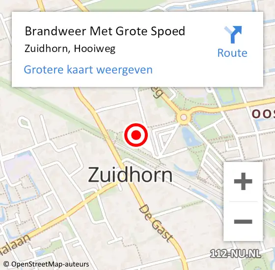 Locatie op kaart van de 112 melding: Brandweer Met Grote Spoed Naar Zuidhorn, Hooiweg op 26 juni 2018 13:30