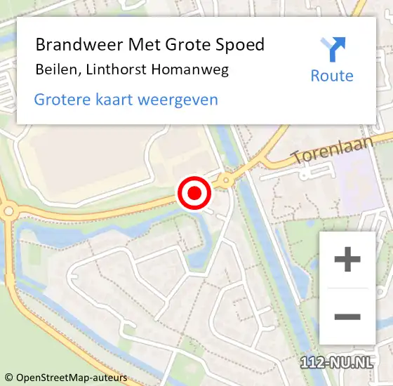 Locatie op kaart van de 112 melding: Brandweer Met Grote Spoed Naar Beilen, Linthorst Homanweg op 26 juni 2018 13:47