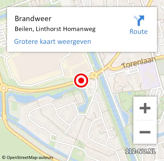 Locatie op kaart van de 112 melding: Brandweer Beilen, Linthorst Homanweg op 26 juni 2018 13:49