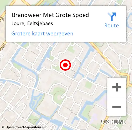 Locatie op kaart van de 112 melding: Brandweer Met Grote Spoed Naar Joure, Eeltsjebaes op 26 juni 2018 13:51