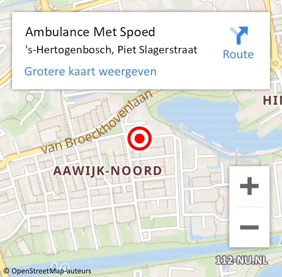 Locatie op kaart van de 112 melding: Ambulance Met Spoed Naar 's-Hertogenbosch, Piet Slagerstraat op 26 juni 2018 14:18