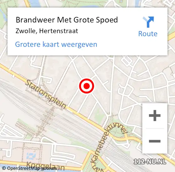 Locatie op kaart van de 112 melding: Brandweer Met Grote Spoed Naar Zwolle, Hertenstraat op 26 juni 2018 14:34