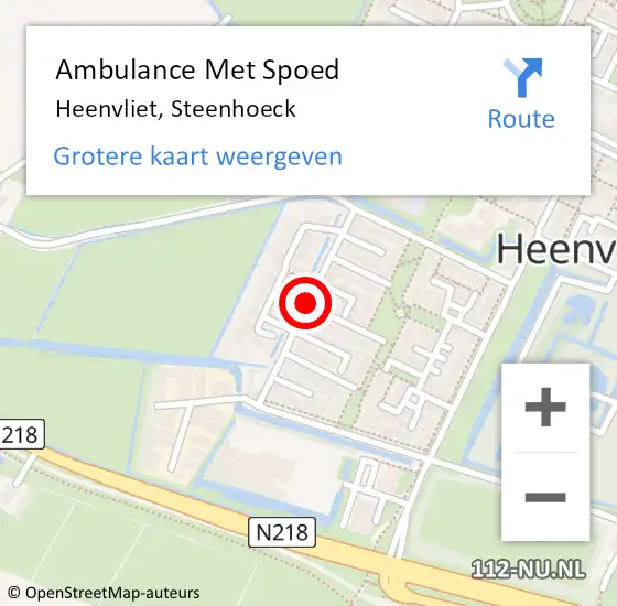 Locatie op kaart van de 112 melding: Ambulance Met Spoed Naar Heenvliet, Steenhoeck op 26 juni 2018 14:44