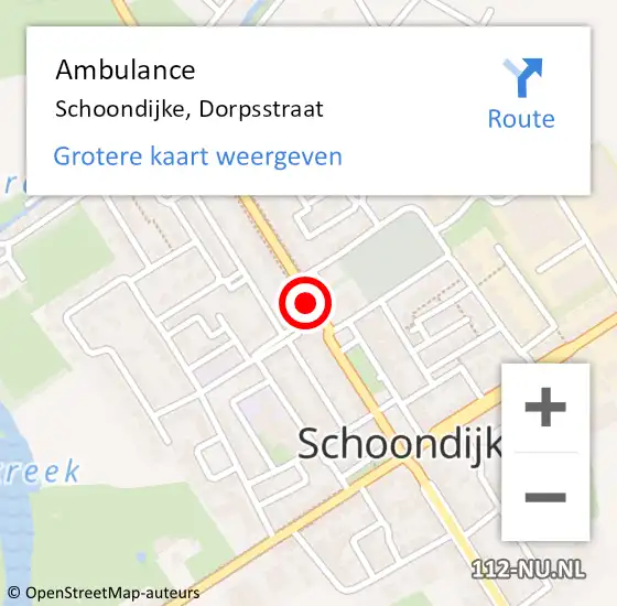 Locatie op kaart van de 112 melding: Ambulance Schoondijke, Dorpsstraat op 26 juni 2018 14:51