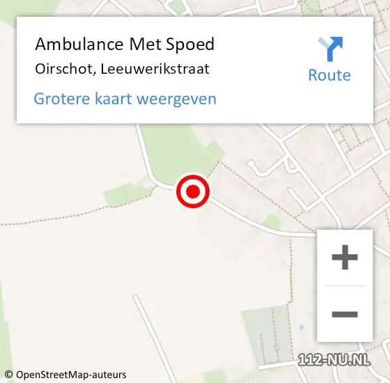 Locatie op kaart van de 112 melding: Ambulance Met Spoed Naar Oirschot, Leeuwerikstraat op 26 juni 2018 14:52