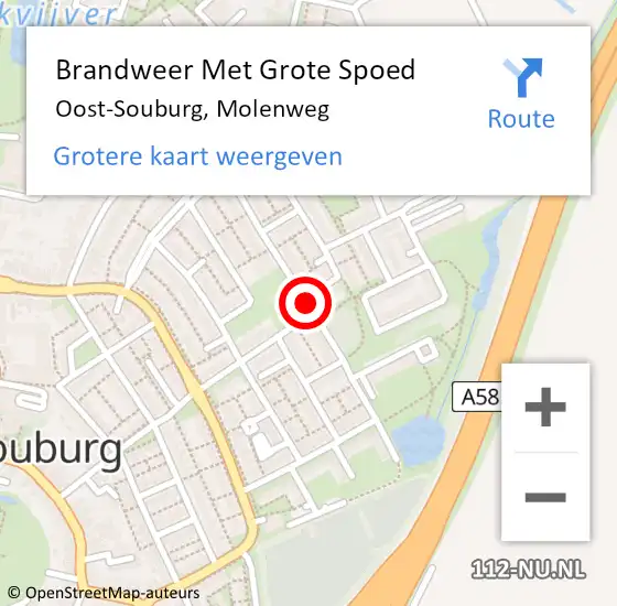 Locatie op kaart van de 112 melding: Brandweer Met Grote Spoed Naar Oost-Souburg, Molenweg op 26 juni 2018 15:11