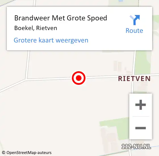 Locatie op kaart van de 112 melding: Brandweer Met Grote Spoed Naar Boekel, Rietven op 26 juni 2018 15:45