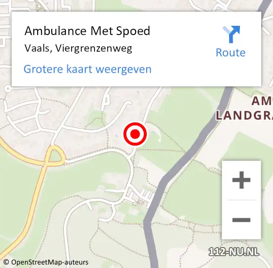 Locatie op kaart van de 112 melding: Ambulance Met Spoed Naar Vaals, Viergrenzenweg op 7 september 2013 10:56