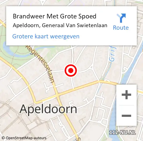 Locatie op kaart van de 112 melding: Brandweer Met Grote Spoed Naar Apeldoorn, Generaal Van Swietenlaan op 26 juni 2018 16:06